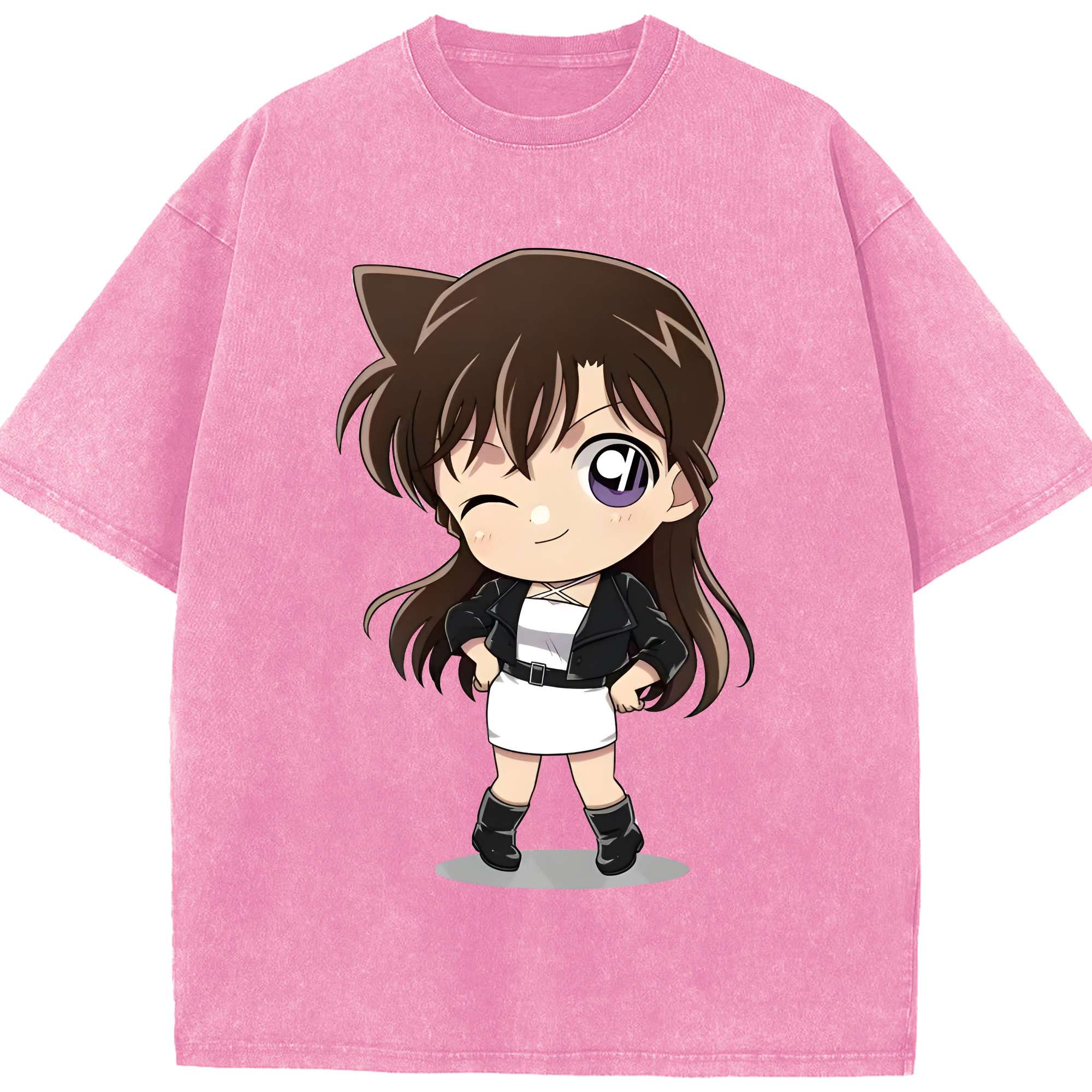 （画像用） 名探偵コナン 毛利 蘭 もうり らん、モーリ ラン Detective Conan Rachel Moore 綿100% ヴィンテージ風 半袖Tシャツ（フロントプリント）